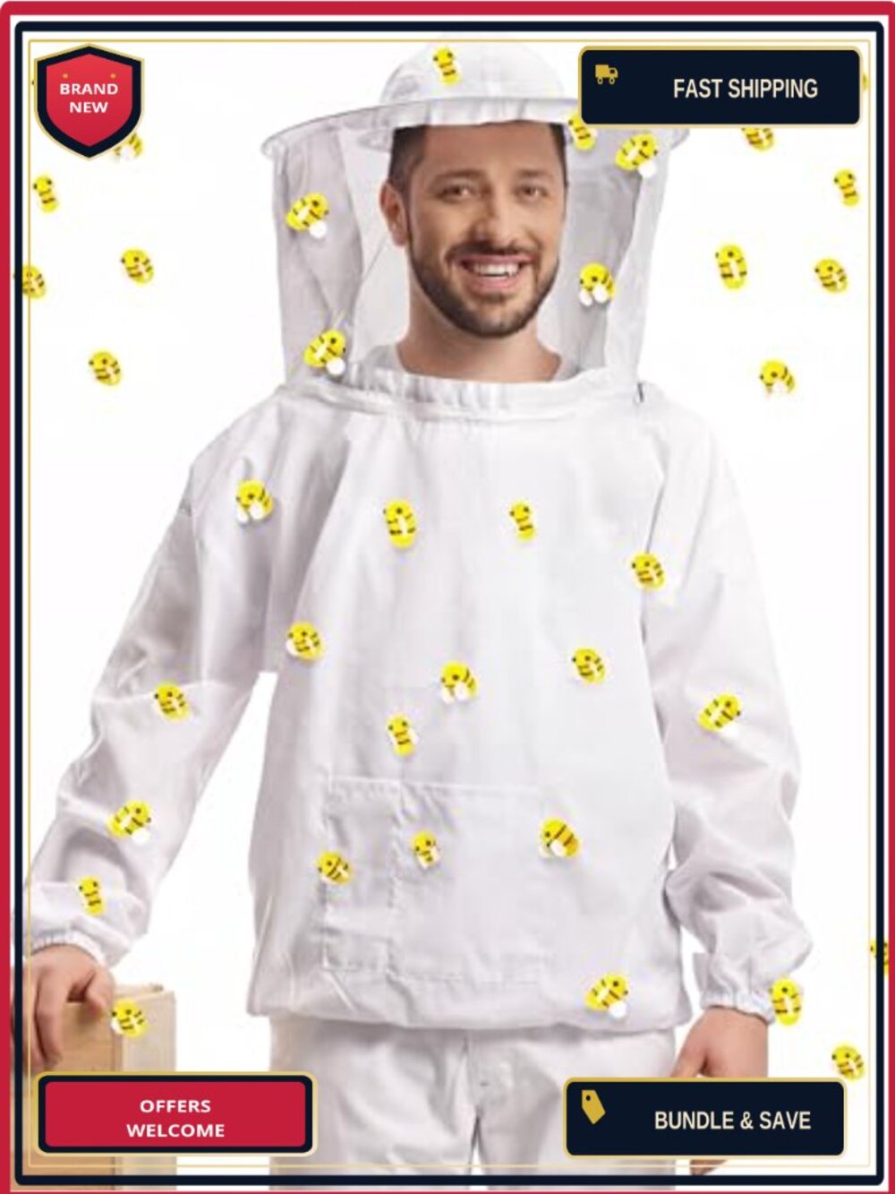 Adult Beekeeper Halloween Costume Veiled Hat Felt Bees Set